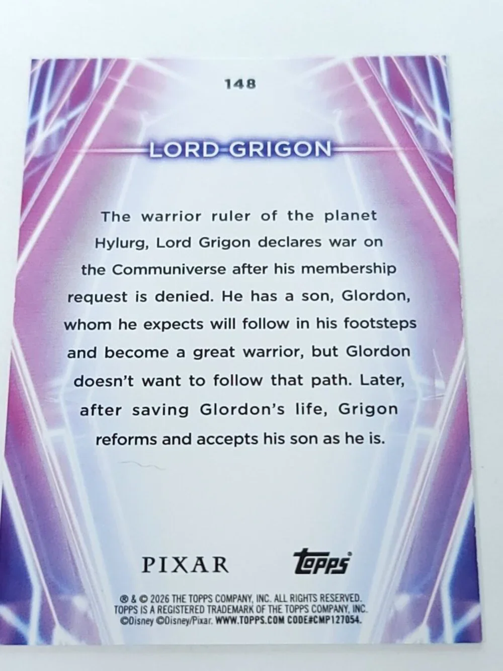 Lord Grigon Topps 2026 Disney Neon Holo Parallel Refractor Limited 091/199 - Picture 4 of 4